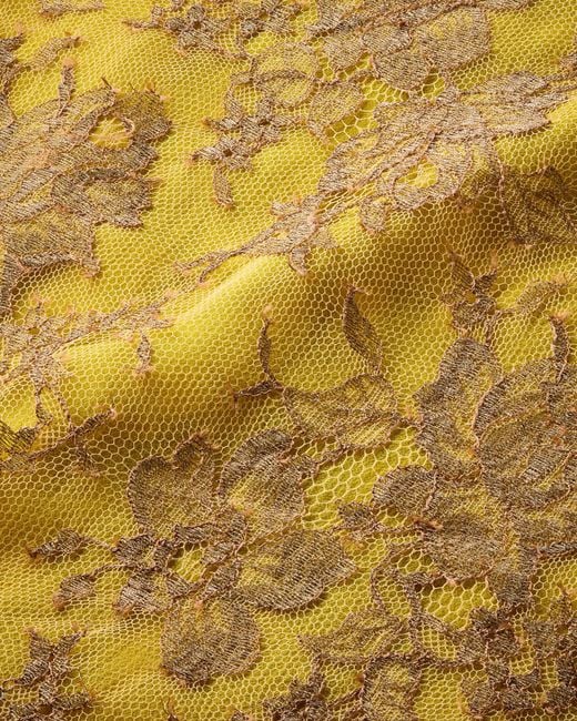 Saint Laurent Yellow Lace Midi Skirt