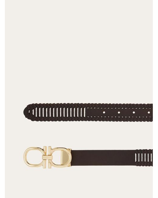 Ferragamo White Ferragamo Eyewear Cutout Leather Belt for men