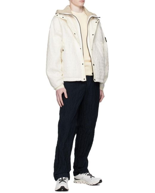 Stone Island White Padded Hooded Jacket for men