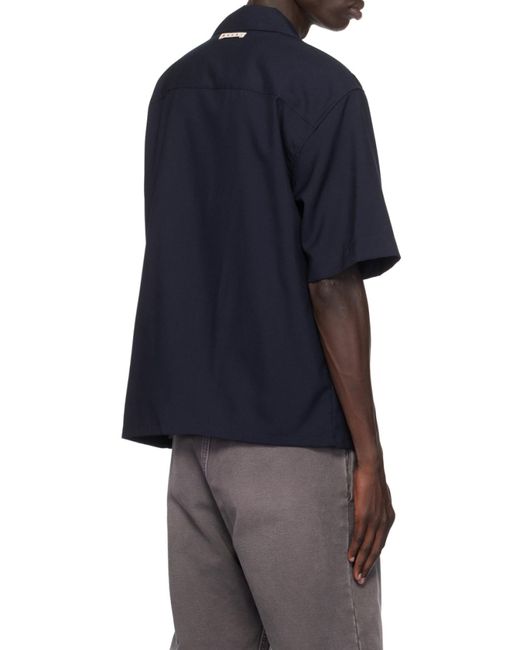 Marni Blue Patch Pocket Short-Sleeved Shirt for men