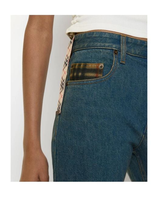 Burberry Blue Mid-Rise Straight Jeans