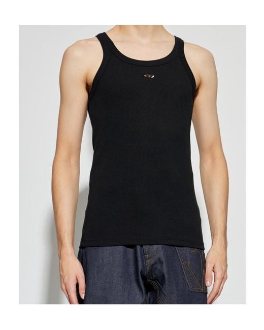 DIESEL Black T-Wife-Dco Oval-D Logo Ribbed Top for men