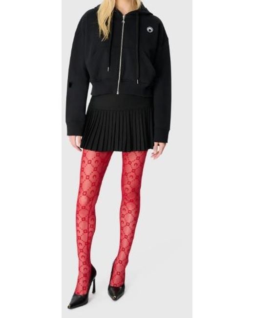 MARINE SERRE Black Moon Logo Fleece Cropped Zipped Hoodie