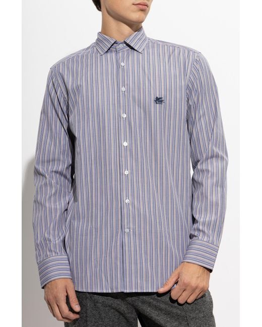 Etro Blue Long-Sleeved Shirt for men