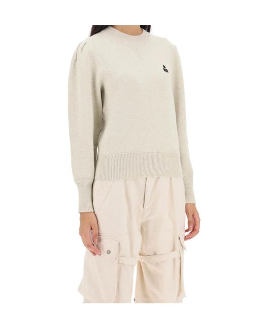 Isabel Marant White Kelaya Sweater With Balloon Sleeves