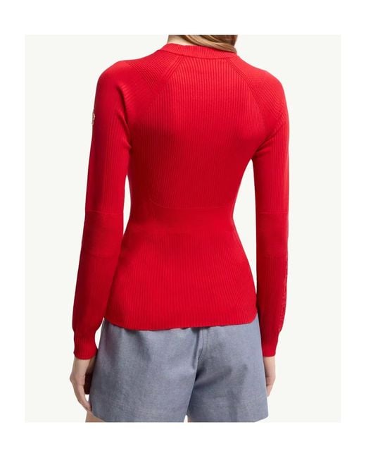 Moncler Red Grenoble Ribbed Crewneck Knitted Jumper