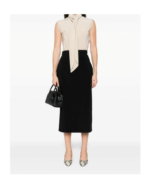 Alberta Ferretti Black Pencil Wool-Blend Skirt