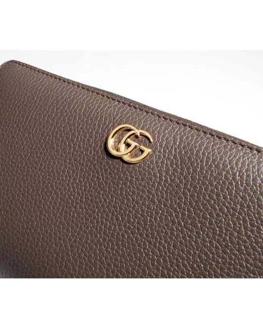 Gucci Brown Bi-Color Gg Marmont Zip Around Wallet