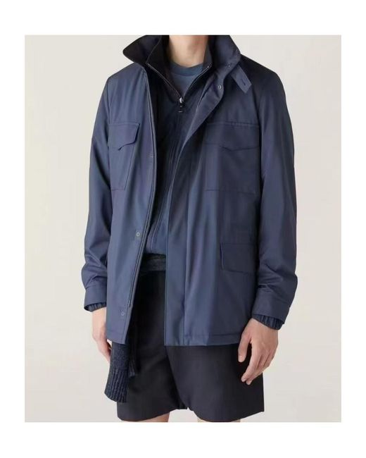 Loro Piana Blue Traveller High-Neck Jacket for men