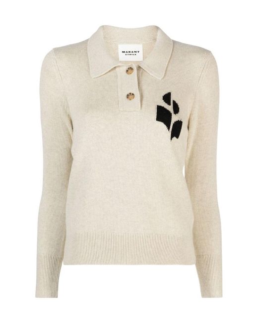 Isabel Marant White Nola Knitted Polo Sweatshirt