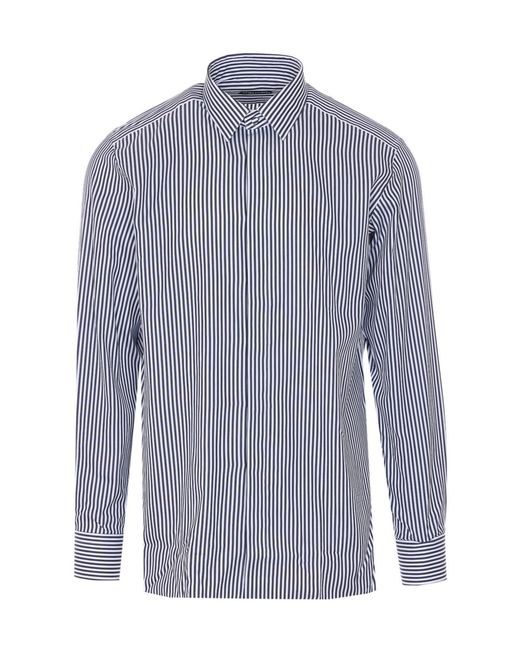 Tom Ford Blue Long-Sleeve Striped Shirt for men