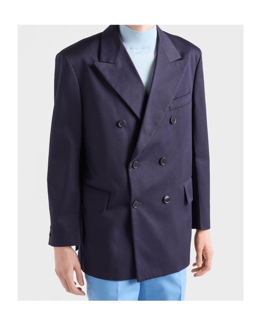 Prada Blue Double-Breasted Tailored Blazer for men