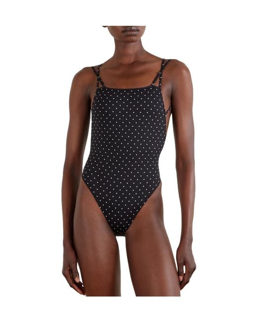 Tom Ford Black Polka Dot Jersey Swimsuit