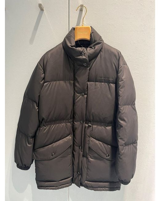 Miu Miu Gray High-Neck Drawstring Jacket