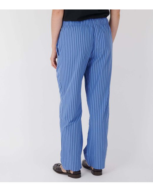 Tekla Blue Striped Poplin Pajama Pants for men