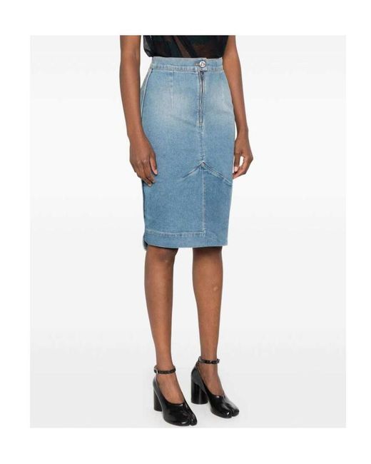 Vivienne Westwood Blue Orb Logo Embroidered Asymmetric Skirt