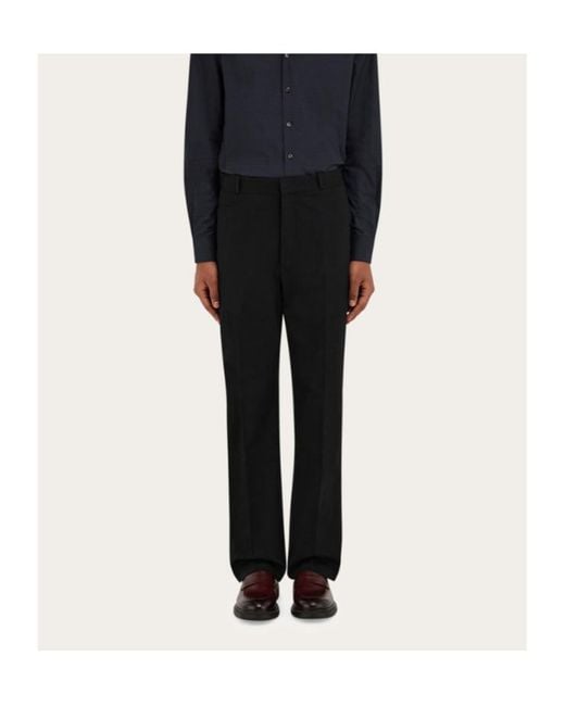 Ferragamo Black Cotton Canvas Pants for men