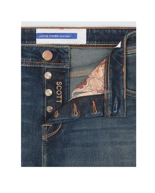 Jacob Cohen Blue Scott Cropped Stretch Jeans for men