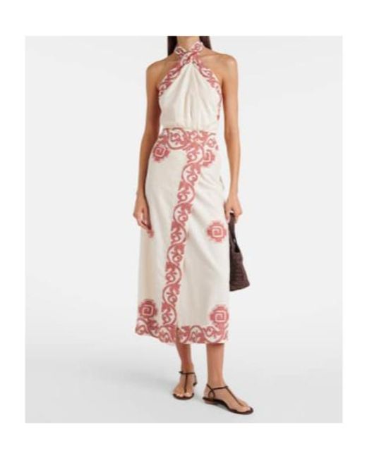 Johanna Ortiz Pink Printed Cotton Midi Dress