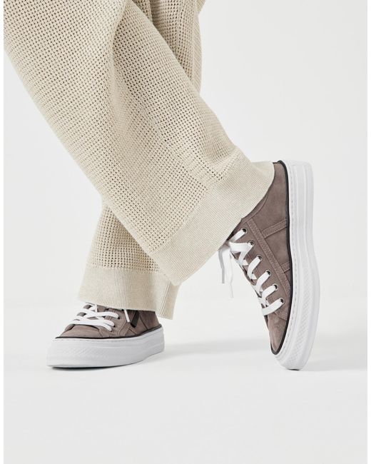 Brunello Cucinelli Brown Low Top Lace-Up Sneakers