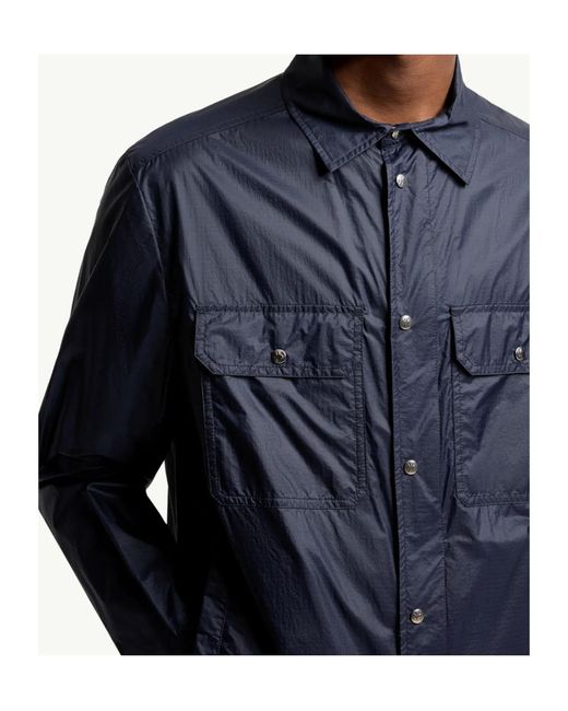 Moncler Blue Collared Long-Sleeve Shirt for men