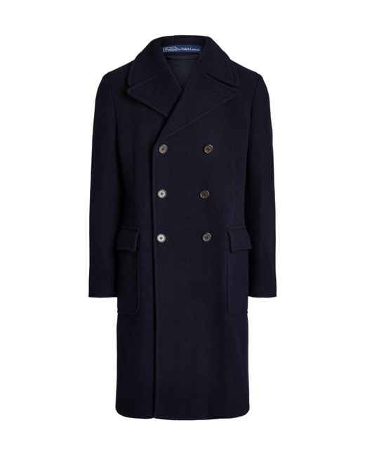 Polo Ralph Lauren Blue Double-Breasted Wool-Blend Coat for men