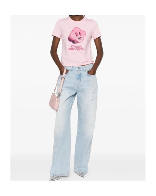 Casablanca Pink Graphic-Print T-Shirt
