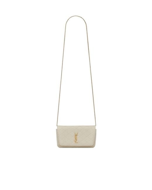 Saint Laurent White Gaby Chain Phone Holder