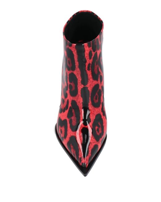Dolce & Gabbana Red Leopard Print Ankle Boots