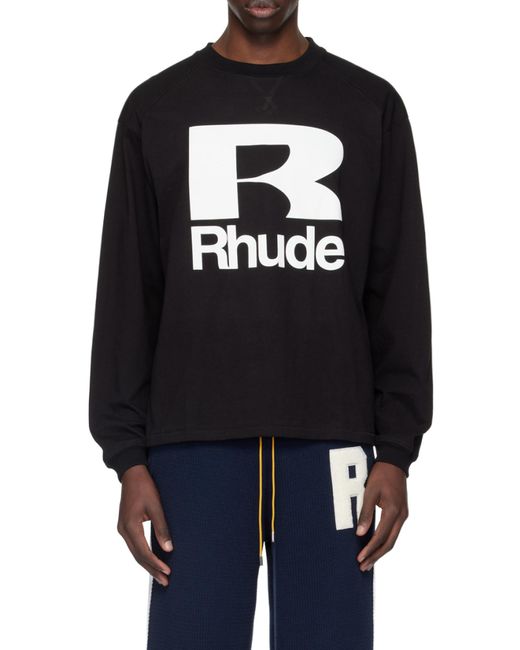 Rhude Black Logo Long-Sleeved T-Shirt for men