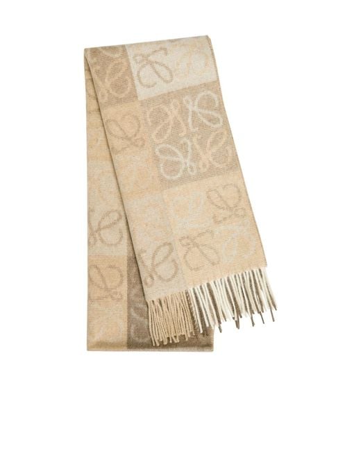 Loewe Natural Anagram-Intarsia Wool And Cashmere-Blend Scarf for men