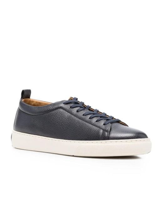 Henderson Blue Grainy Leather Sneakers for men