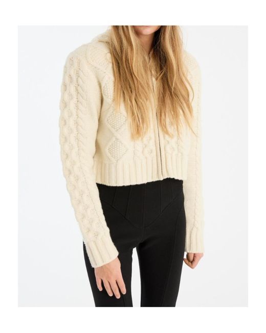 ROTATE BIRGER CHRISTENSEN White Cable-Knit Hooded Cardigan