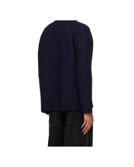Jil Sander Blue V-Neck Button-Down Cardigan for men