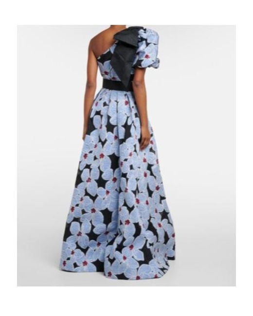 Rebecca Vallance Blue Georgina Floral Brocade Gown