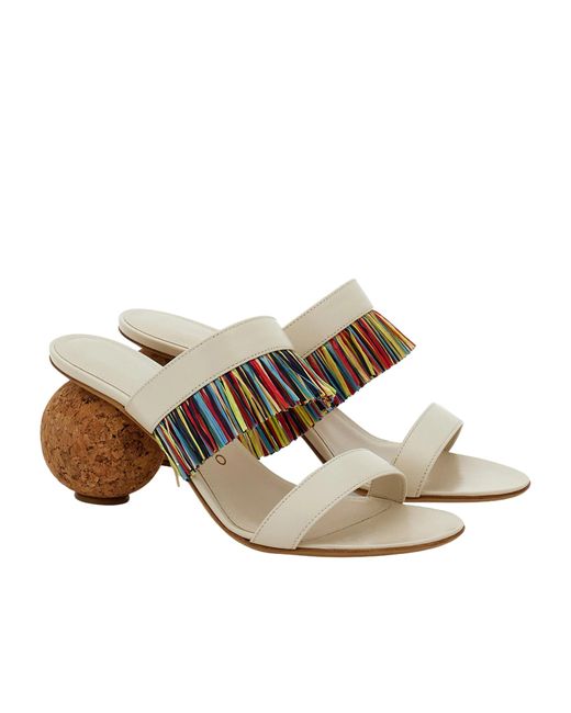 Ferragamo White Fringed Sandal