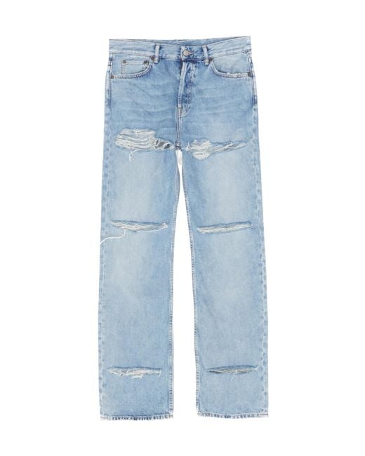 Acne Blue Logo-Patch Distressed Jeans
