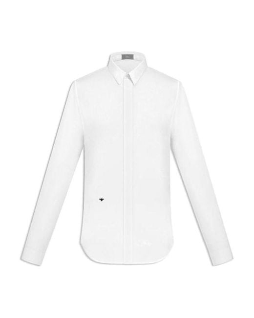 Dior Homme Bee Embroidered Long-Sleeved Shirt in White for Men | Lyst