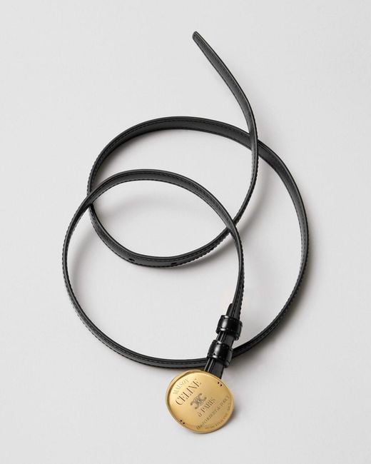 Céline White Mini Maison Taurillon Leather Belt
