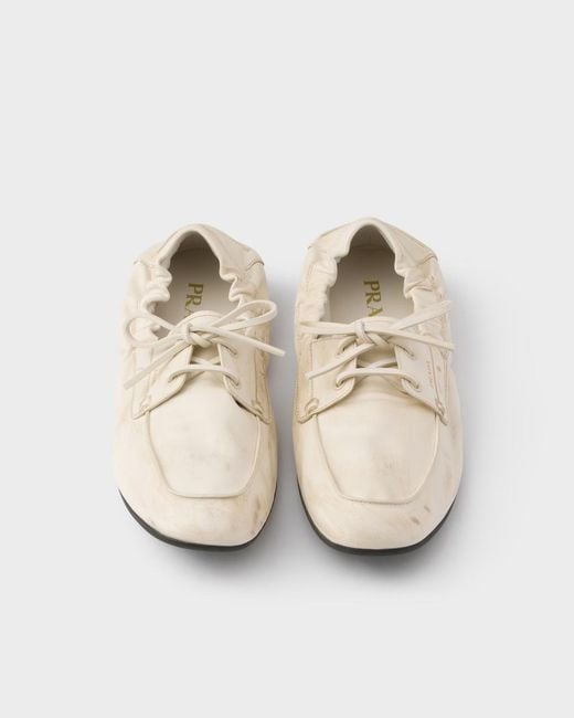 Prada White Bow Detail Lace-Up Shoes