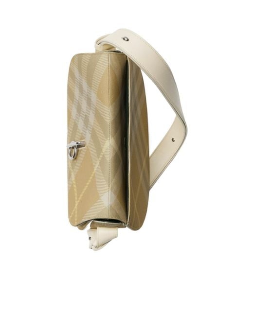 Burberry White Medium Rocking Horse Checkered Shoulder Bag