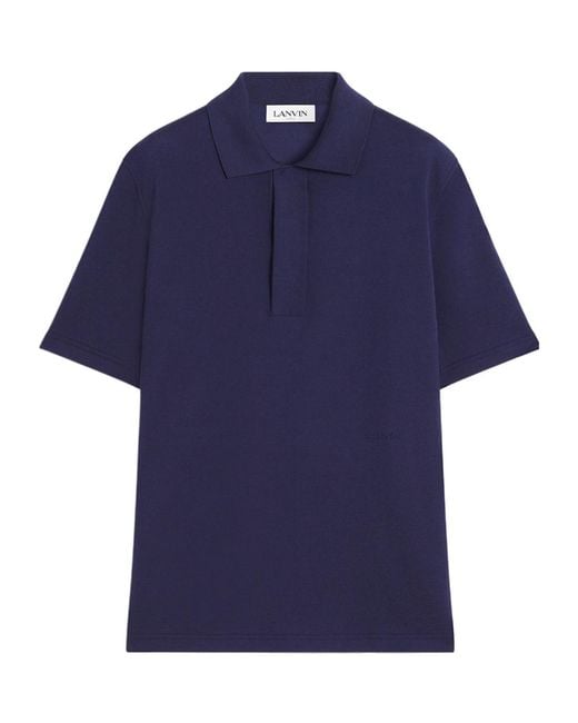 Lanvin Blue Short-Sleeve Cotton Polo Shirt for men