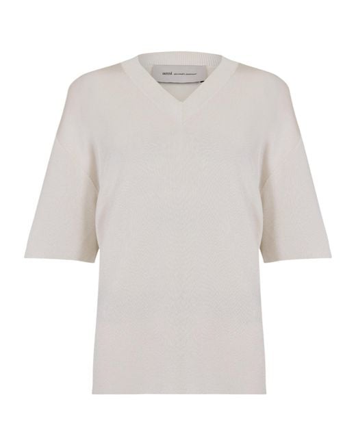 AMI White V-Neck Short-Sleeve T-Shirt for men