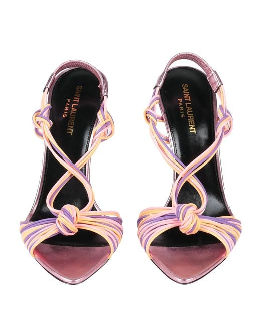 Saint Laurent Pink Multicolored Metallic Leather Sandals