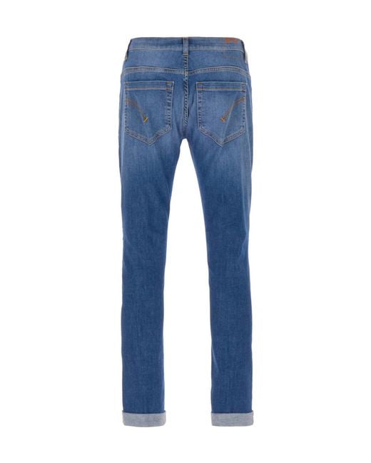 Dondup Blue George Cuffed-Hem Jeans for men