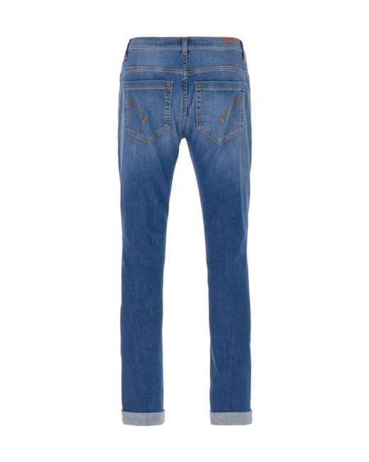 Dondup Blue George Cuffed-Hem Jeans for men