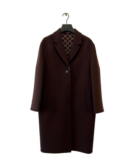 Gucci Red Belted Button-Up Coat