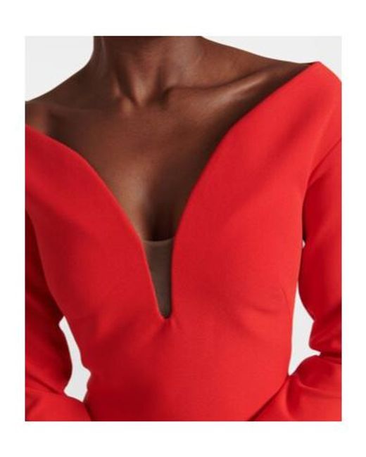 Safiyaa Red Wilson Crêpe Fishtail Gown