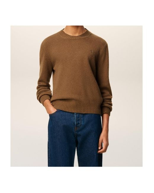 AMI Brown Ami De Coeur Crewneck Sweater for men