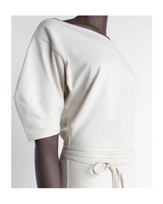 Lemaire White Short Sleeve Off Shoulder Dress